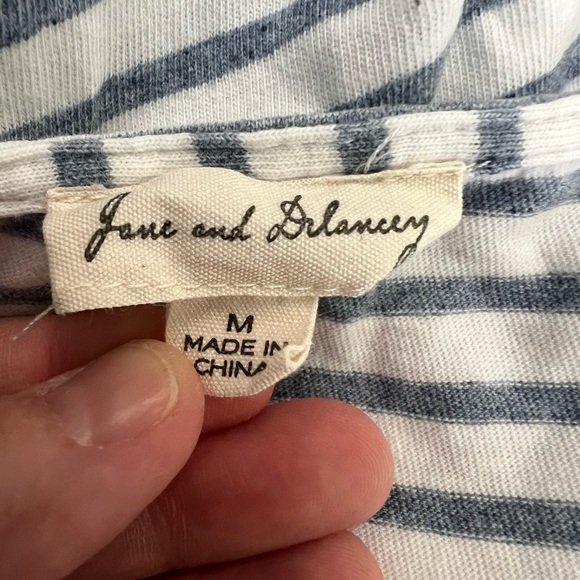 Jane and Delancey White and Light Blue Striped Dress - Picture 4 of 5